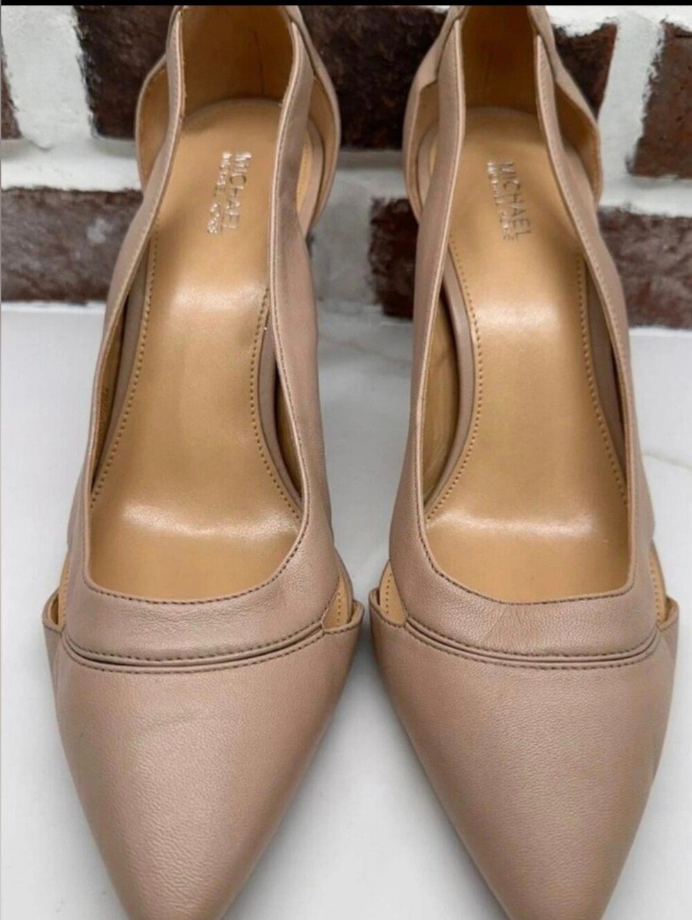 Michael Kors Blush Beige Pointed-Toe Slingback Heels